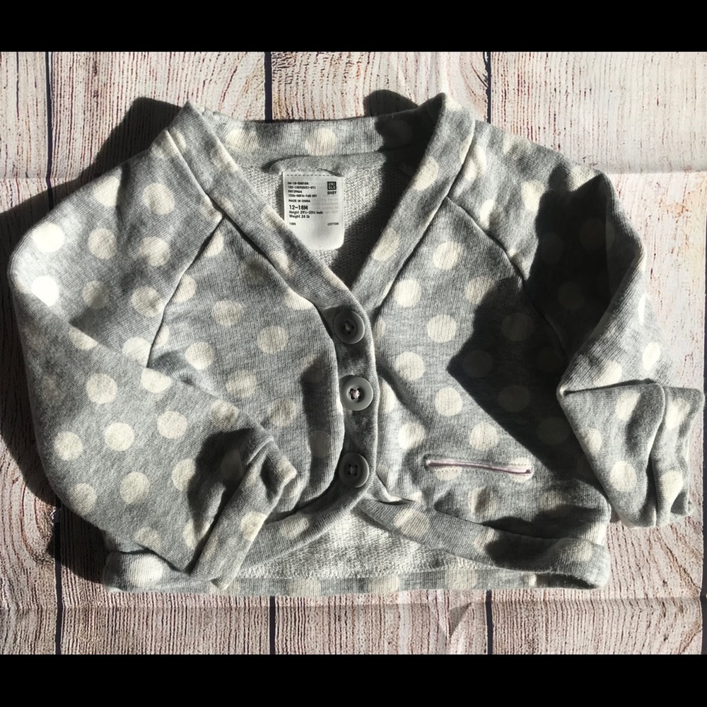 12-18m UNI QLO Baby polka dot cardi